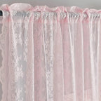 YJ YANJUN Vintage Lace Curtains Pink Boho Floral 80 Inch Curtains - Image 2