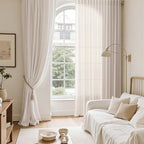 Ivory White Linen Curtains 132 Inch Length - Image 8