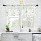 MRTREES Sheer Voile Curtain Valances, Leaves Embroidered Valance Curtains Rod - Image 6