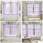 MIULEE Light Purple Sheer Curtains 63 Inches Long, 4 Panels Set, Lavender Light - Image 6