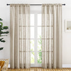 NICETOWN Sheer Curtains 84 inches Long, Linen Textured Rod Pocket & Back Tab - Image 2