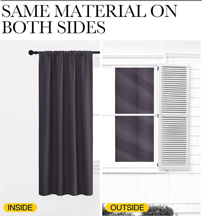 NICETOWN Blackout Curtains for Living Curtains, 1 Pair, 34-inch W x 72-inch L - Image 5