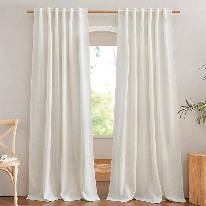 NICETOWN Flax Linen Doorway Curtains 78 inch Long, Rod Pocket & Back Tab Semi by NICETOWN