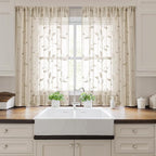 HOMEIDEAS Taupe Sheer Kitchen Curtains 52 x 45 Inch Length 2 Panels Beige - Image 5