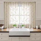 HOMEIDEAS Taupe Sheer Curtains 52 x 54 Inch Length 2 Panels Beige Embroidered - Image 6