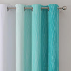 Estelar Textiler Grayish White and Teal Blackout Curtains - Image 4