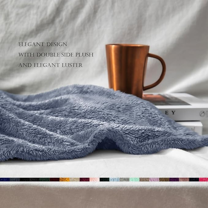 Exclusivo Mezcla Plush Fuzzy Fleece Bed Blanket Twin Size, Super Soft, Fluffy - Image 5