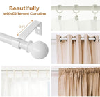 White Curtain Rods for Windows 48 to 88, Heavy Duty 5/8 Diameter Drape Rod Set - Image 6