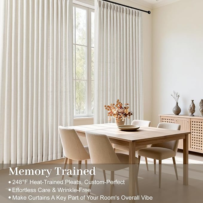 IVAPUPU Natural Extra Wide Pinch Pleated Linen Curtains - Image 4