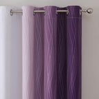 Estelar Textiler Purple and Grayish White Blackout Curtains 108 Inches Long - Image 4