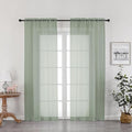 OWENIE Sage Green Sheer Curtains 72 Inches Long 2 Panels Set, Transparent Voile by OWENIE