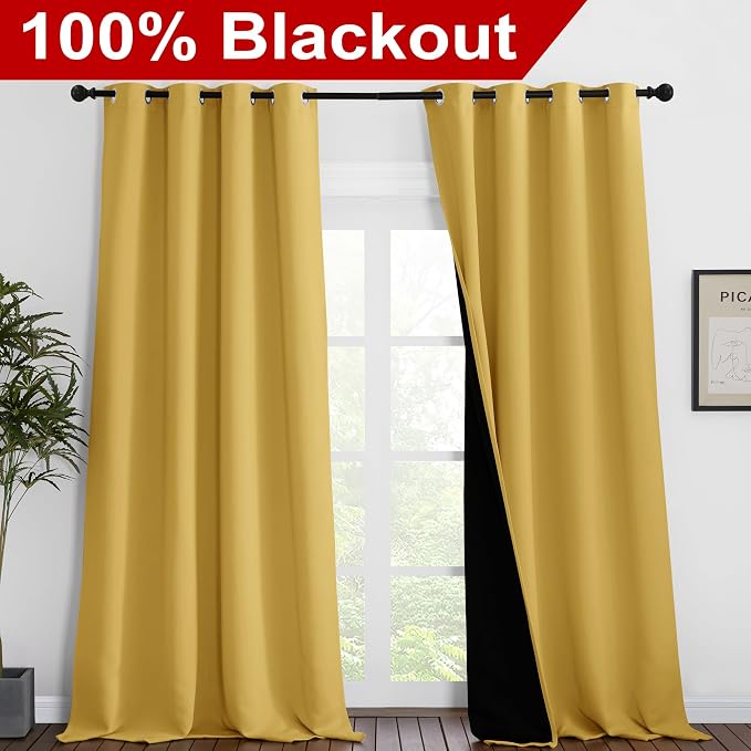 NICETOWN 100% Blackout Blinds, 52 inches x 102 inches, Laundry Room Decor - Image 2