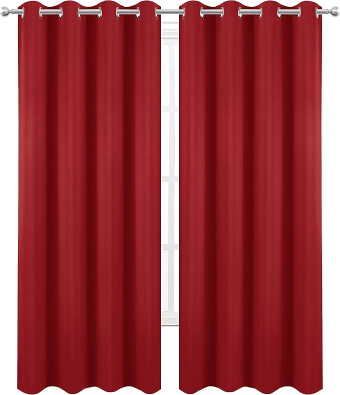 LEMOMO Blackout Curtains 66 x 95 inch/Bright Red Curtains Set of 2 - Image 2