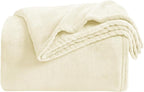 KMUSET Cream Fleece Blanket Twin Size - Image 4