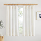 NICETOWN Natural Linen Kitchen Curtains 45 inches Long, Rod Pocket & Back Tab - Image 2