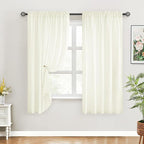 HOMEIDEAS Non-See-Through Ivory Privacy Sheer Curtains, 52 X 54 Inches Long 2 - Image 2
