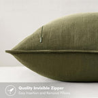 MIULEE Decorative Linen Euro Sham Pillow Covers 26x26 Inch Green ​Boho - Image 3