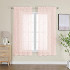 OWENIE Furman Blush Sheer Curtains 63 inch Length - Image 2