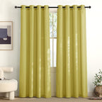 NICETOWN Bright Yellow Linen Curtains 96 inches Long, Grommet Thick Flax Light by NICETOWN