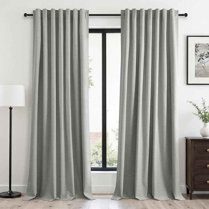 Topfinel 102 Inches Long Linen Blackout Curtains by Topfinel