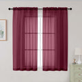 Burgundy Sheer Curtains for Bedroom Living Room 54 Inch Length 2 Panels Set by WelvetBLK