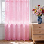 SpaceDresser Check Sheer Curtains 54 Inches 2 Panels Set, Rod Pocket Plaid - Image 3