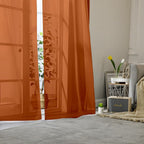 Lecloud Orange Sheer Curtains 96 Inches Long 2 Panels, Light Filtering Voile - Image 2