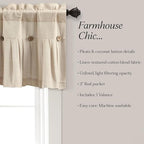 Lush Decor Linen Button Farmhouse Valance Curtians 52"W x 18"L Dark Linen - Image 7