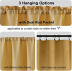 Chyhomenyc Gold Valance for Windows, Light Filtering Faux Linen Solid Short - Image 5