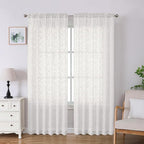 Lecloud Leia Ivory Sheer Curtains 84 Inches Long 2 Panels, Airy Voile Jacquard by Lecloud