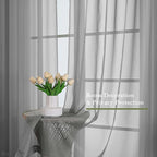 Lecloud Charcoal Grey Sheer Curtains 120 Inches Long 2 Pcs, Light Filtering Rod - Image 4