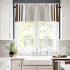 Emvency 2 Pack Valances Window Treatments, Striped Brown Minimalist Neutral - Image 7