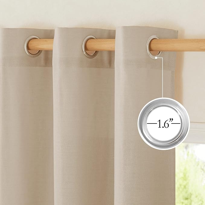 NICETOWN Linen Flax Semi Sheer Curtains 94" Length, Grommet Window Treatments - Image 5
