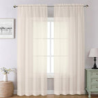 Chyhomenyc Cream Sheer Curtains 96 Inches Long by Chyhomenyc