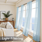 MIULEE Sky Blue Sheer Curtains 72 Inches Long, 4 Panels Set, Light Filtering - Image 4