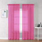 Chyhomenyc Hot Pink Sheer Curtains 84 Inches Long 2 Panels Set, Light Filtering by Chyhomenyc