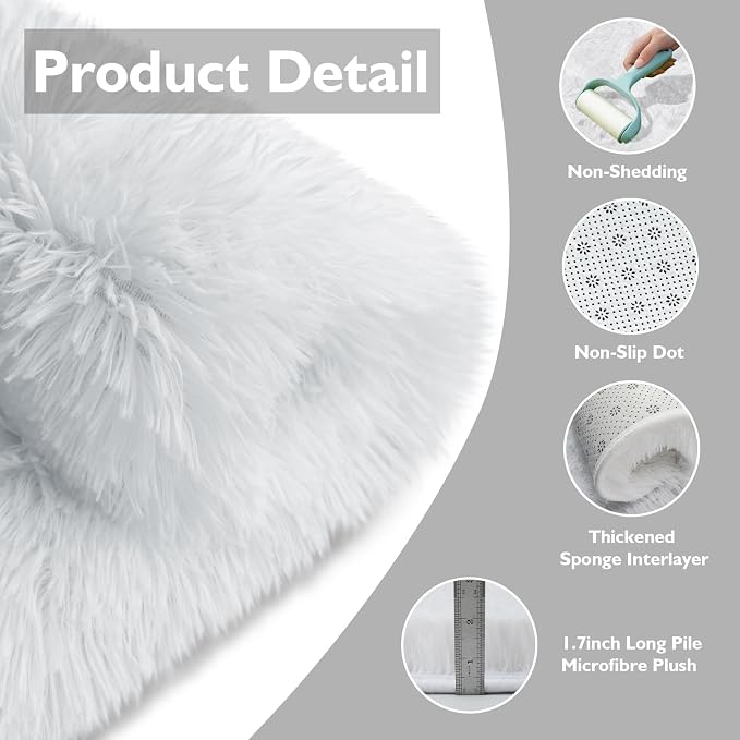 Shag Area Rug for Bedroom 5x8, Soft Fuzzy Rug Non-Shedding Indoor Plush Carpet - Image 4