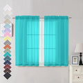OVZME Turquoise Sheer Curtains 45 Inches Long 2 Panels, Light Filtering Sheer by OVZME