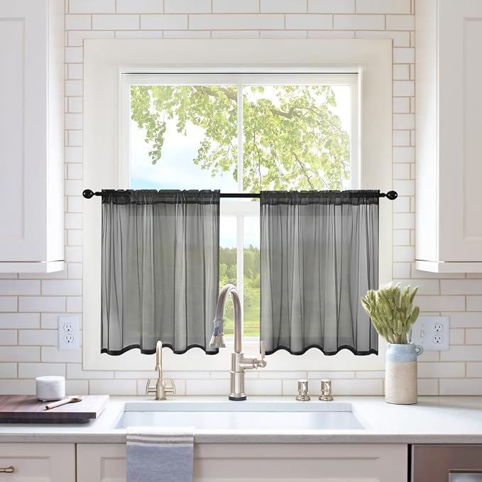 MIULEE 2 Panels Kitchen Tiers Half Window Sheer Halloween Curtains-Rod Pocket by MIULEE