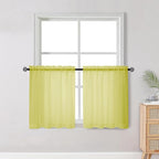 OWENIE Short Lemon Sheer Curtains 30 Inch Length 2 Panels Set, Kitchen Curtains by OWENIE