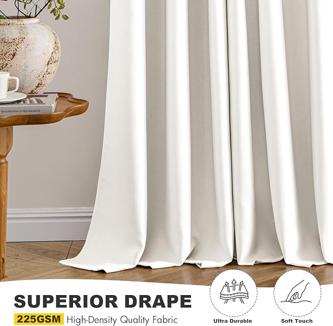 MIULEE Ivory Blackout Curtains for Bedroom Living Room 72 Inches Long 2 Panels - Image 5