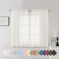 Aiyufeng Ivory Living Room Sheer Curtains 54 inch Long 2 Panels Set, Rod Pocket by Aiyufeng