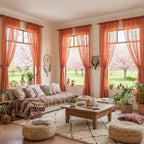 WAZZIO Boho Lace Curtains 63 Inch 2 Panels-Vintage Sheer Panel Drape Floral - Image 9