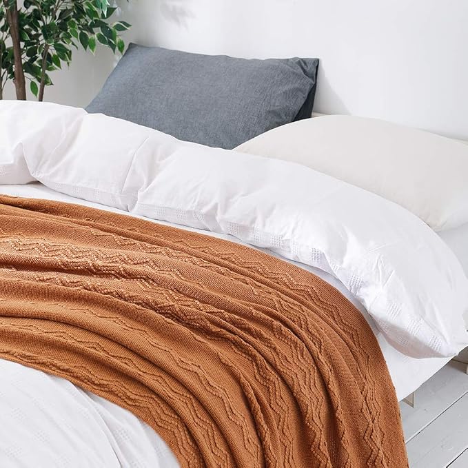 BOURINA Almond Throw Blanket 50x60 Inches Throw Textured Solid Soft Sofa Couch - Image 4