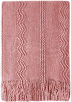 BOURINA Coral Pink Throw Blanket 50x60 Inches Throw Textured Solid Soft Sofa by BOURINA