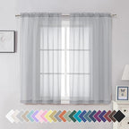 Aiyufeng Light Grey Sheer Curtains 54 Inches Long 2 Panels, Solid Voile Top by Aiyufeng