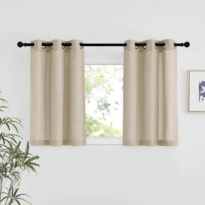 NICETOWN Angora Linen Kitchen Window Curtains Over Sink, Grommet Thick Linen by NICETOWN