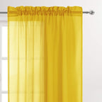 DWCN Yellow Sheer Curtains Semi Transparent Voile Rod Pocket Curtains - Image 3