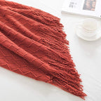 BOURINA Rust Throw Blanket 50 x90 Inches Textured Solid Soft Sofa Throw Bed - Image 6