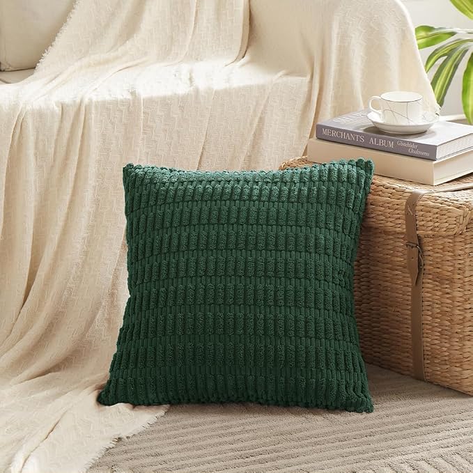 Fancy Homi Set of 4 Dark Green Boho Decorative Throw Pillow Covers 26x26 Inch - Image 2